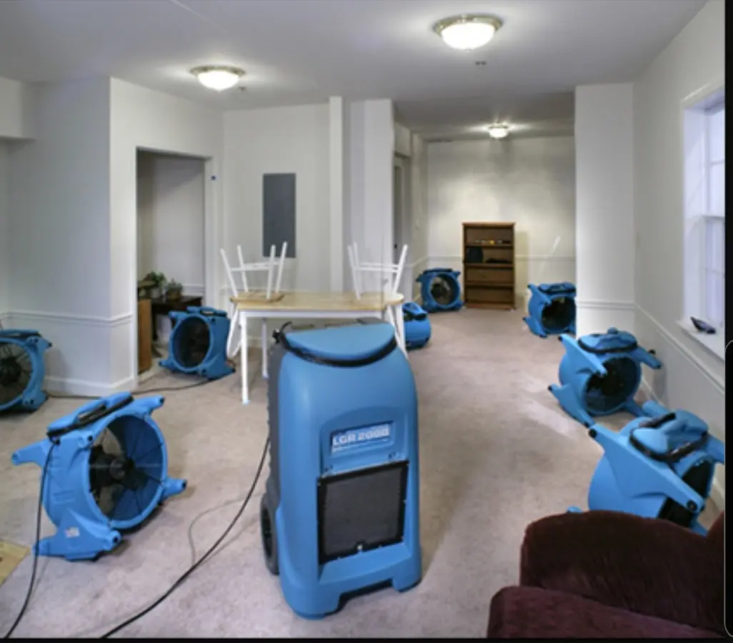 Air movers and dehumidifier setup for Water Damage Restoration in Sylacauga